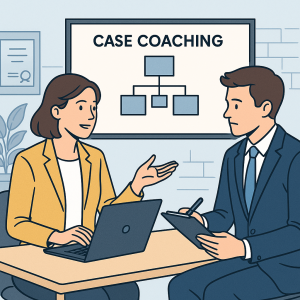 Candidate practicing interview case coaching session with mentor